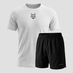 Kit Bermuda+Camiseta Lobo Dry Fitness Academia Alpha Co