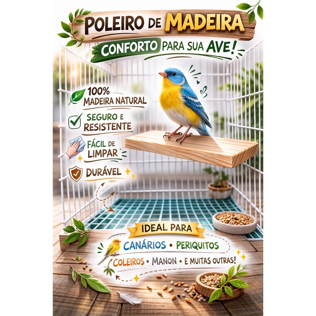 Poleiro Plataforma Papagaio Calopsita E Aves Mansas e Roedores Simples em Oferta na Shopee