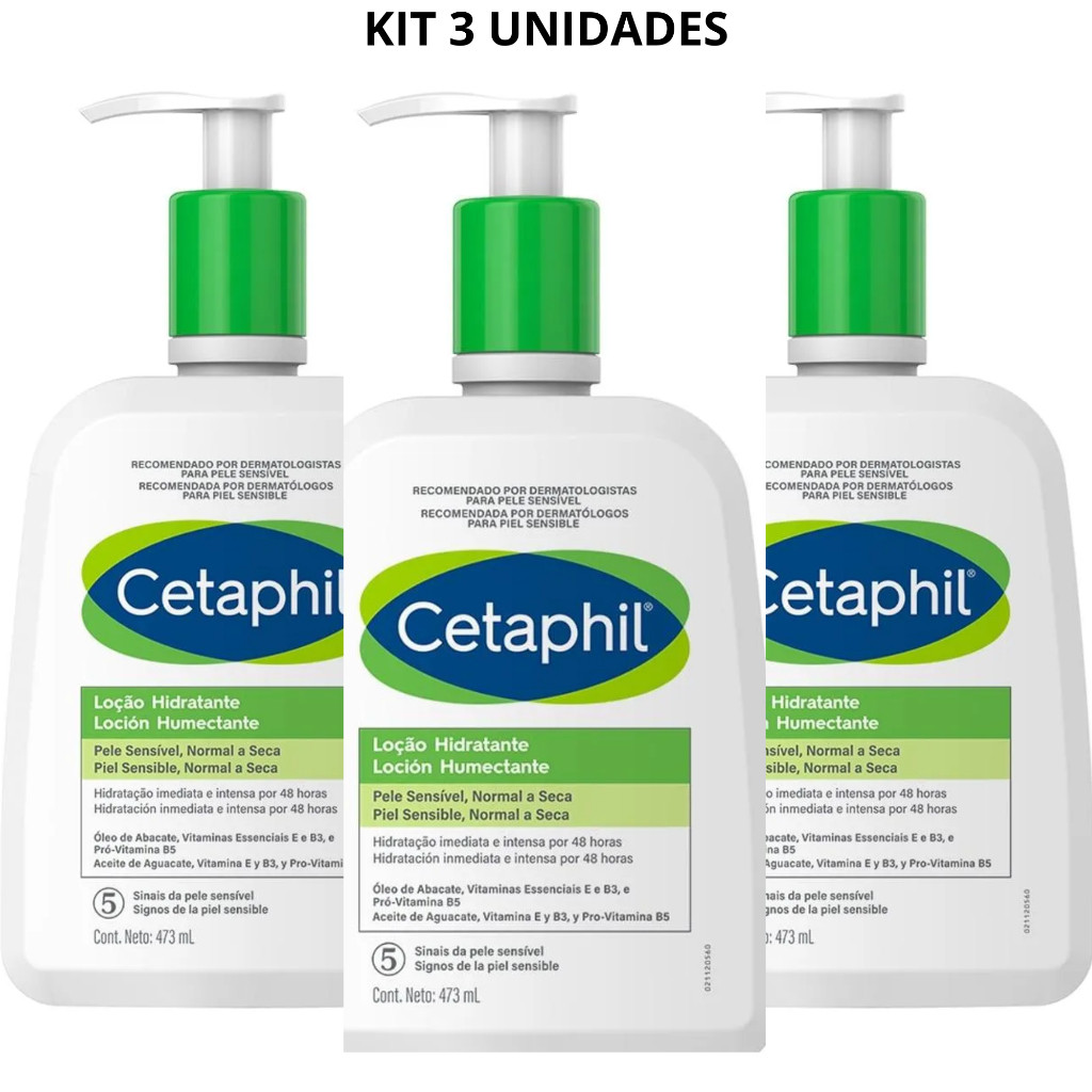 KIT C|3 Loção Hidratante Cetaphil Corpo e Rosto 473ml