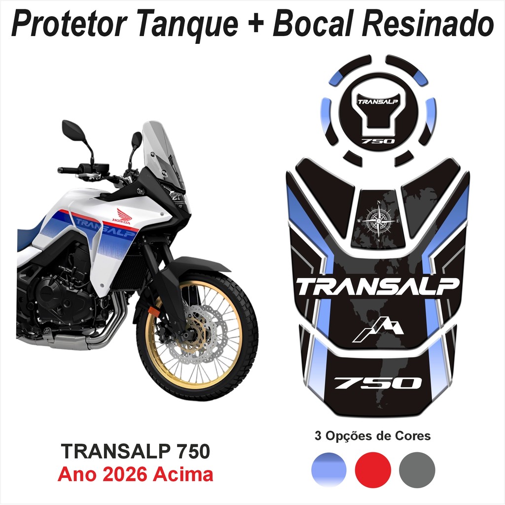 Adesivo Protetor de Tanque E Bocal 3d Resinado para Moto Honda Transalp 750 2026+ M261