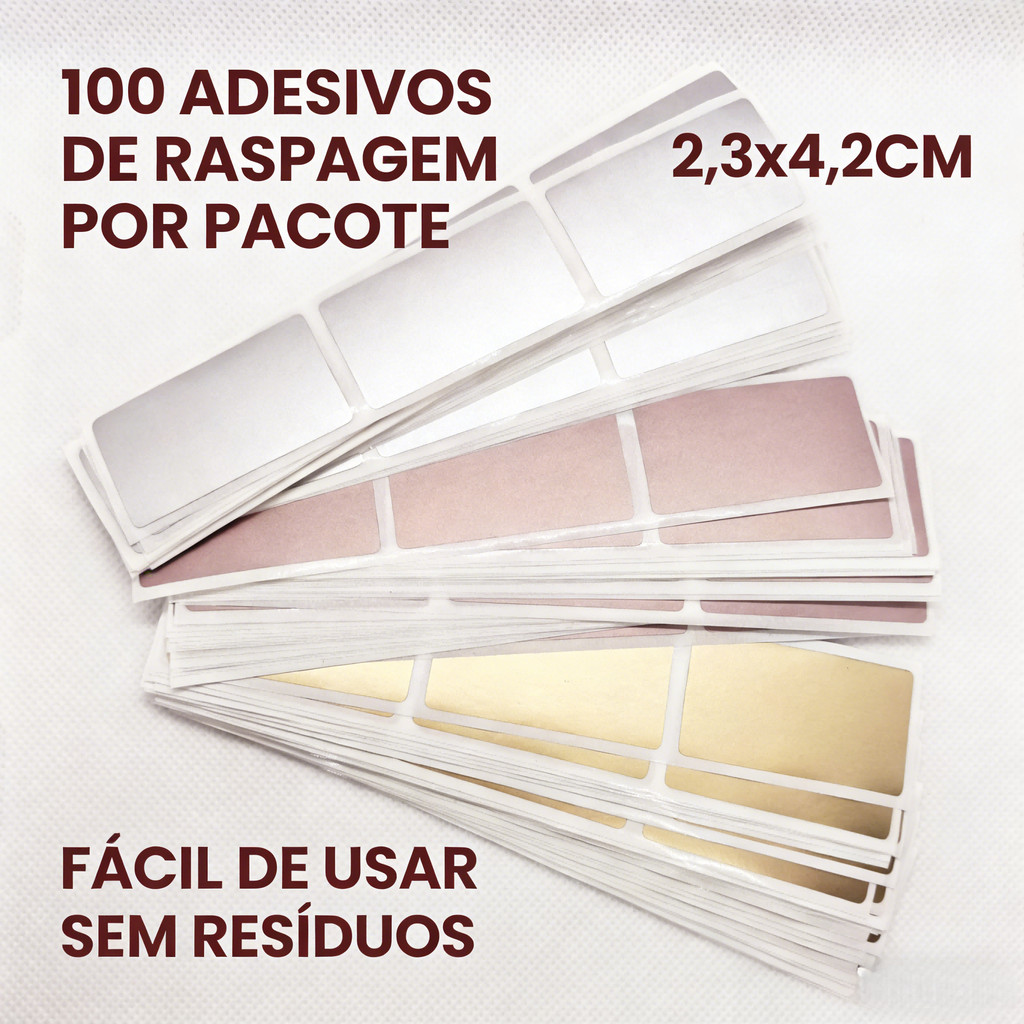 100 Peças 42x23mm Adesivo De Cartão De Arranhar Dourado E Prateado Faça Você Mesmo Para Raspar