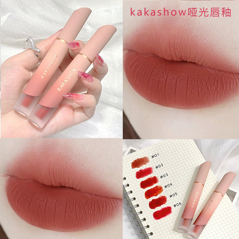 Kakashow creme labial esmalte veludo fosco lábio lama clareamento não é fácil de colar copo hidratante batom Blush pêsse