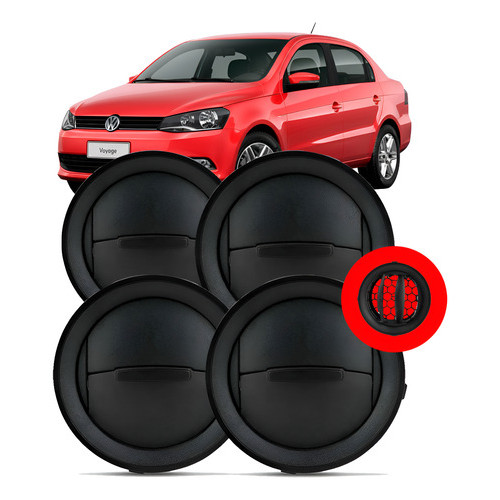 Kit 4 Difusor Saida de Ar Gol Voyage G4 G5 G6 Botão E Aro Preto