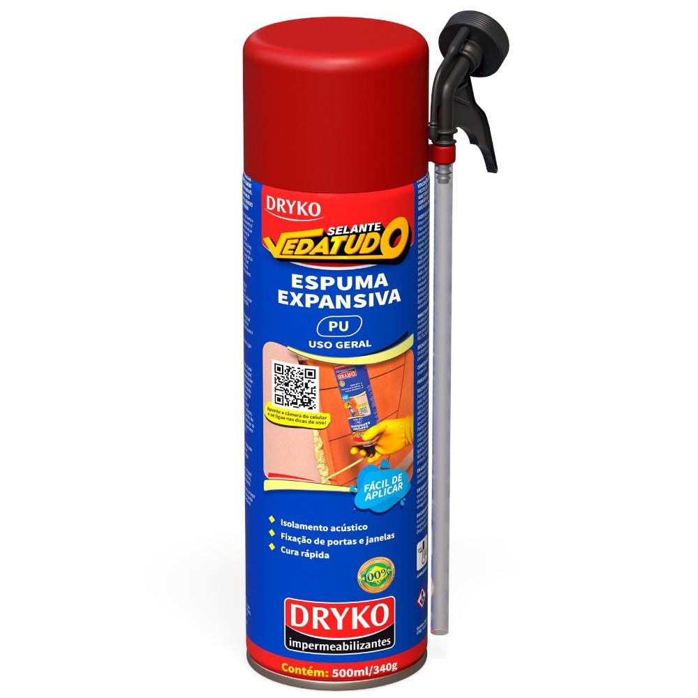 Espuma expansiva de poliuretano 500 ml - VEDATUDO Dryko em Oferta na Shopee