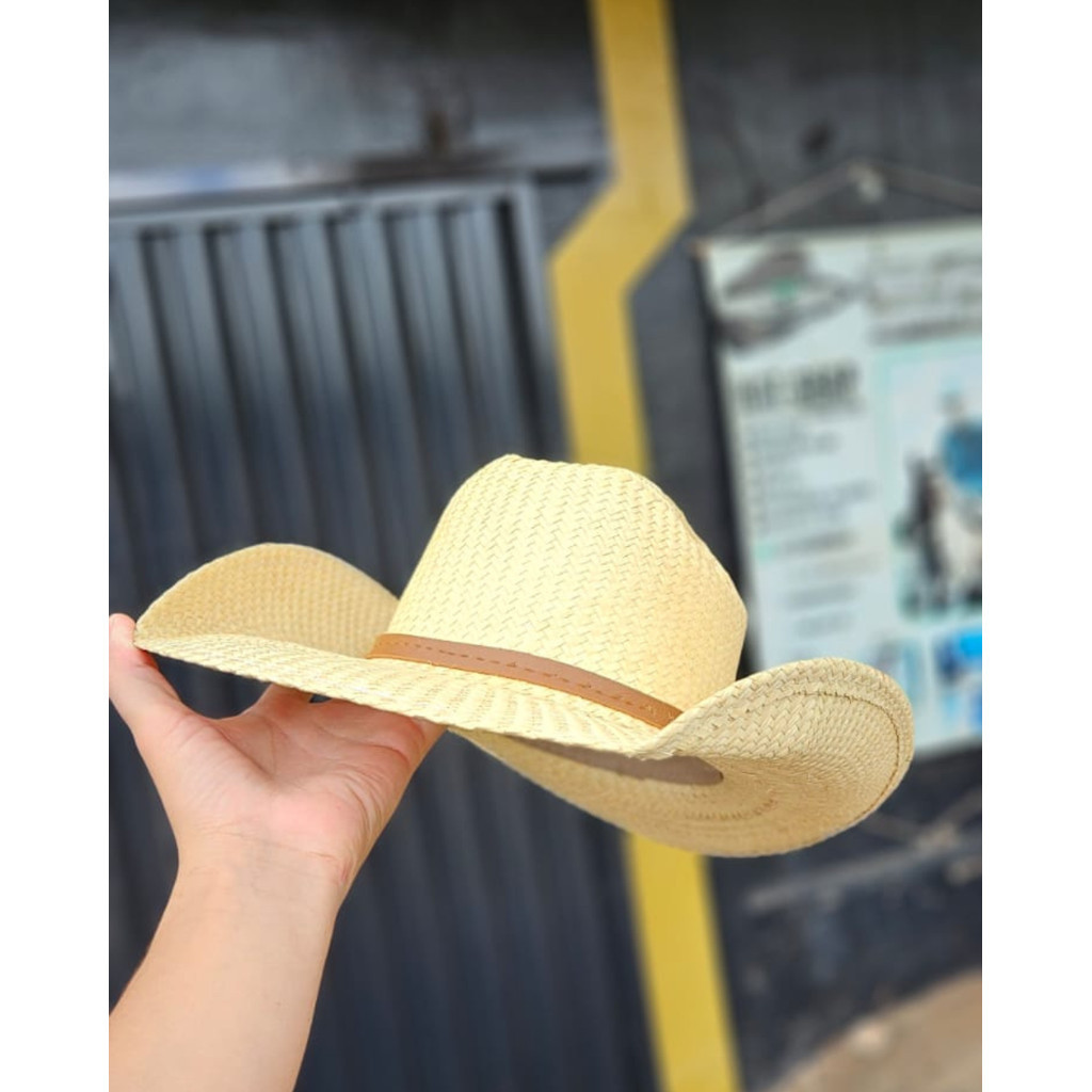 Chapéu Modelo Bull Rider | 1 e 2 Palhas Trançadas à Mão | Engomado e Envernizado