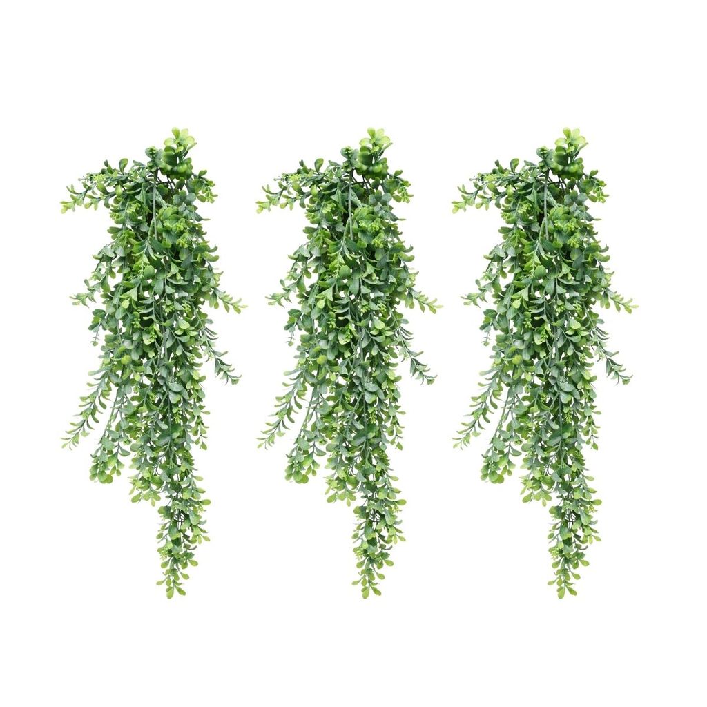 Kit 3 Folhagens Artificial Pendente Verde Plástico Decoração