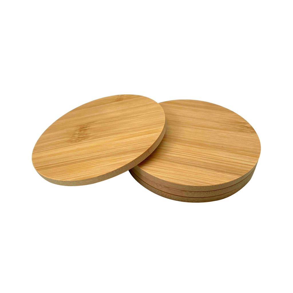 Jogo de Porta Copos Redondo Em Bambu 4pcs - Mozcada