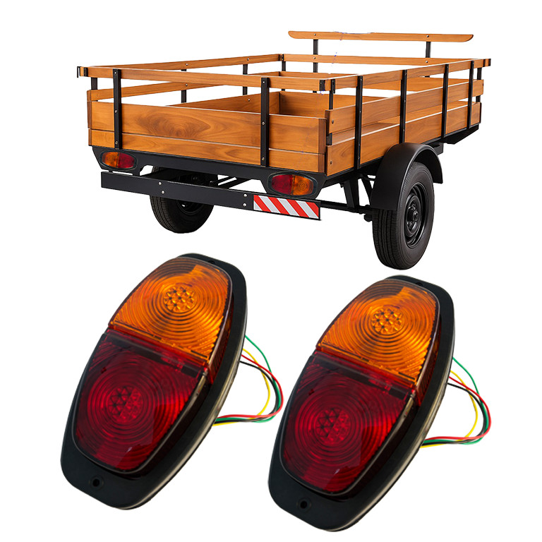 Par Lanterna LED 12v Carretinha Reboque Trailer Carreta Canoinha