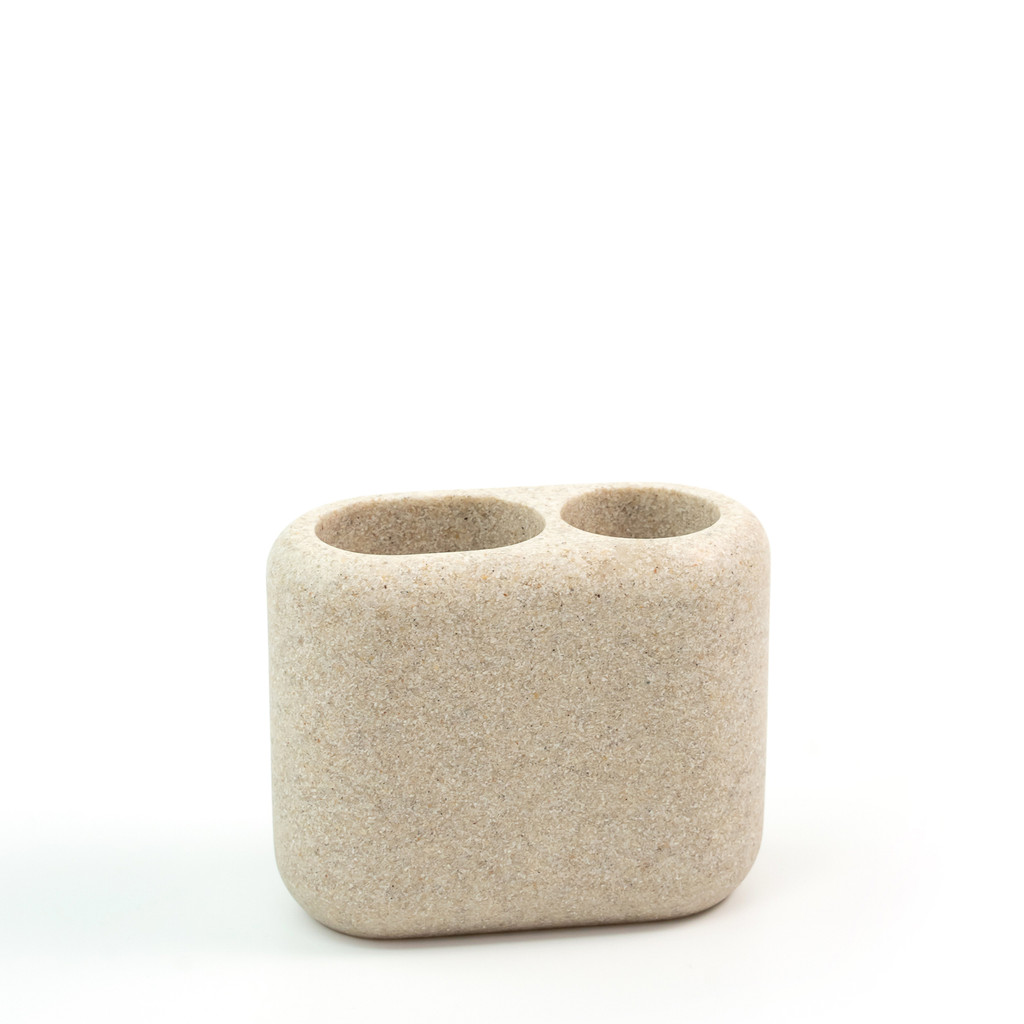 Porta Escova de dente de Resina Oval Areia - Oikos em Oferta na Shopee