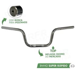 Guidão CG Cargo 160 Reforçado Com Rosca Para Pesinhos E Furo Para Punho de CB 500 Cromado