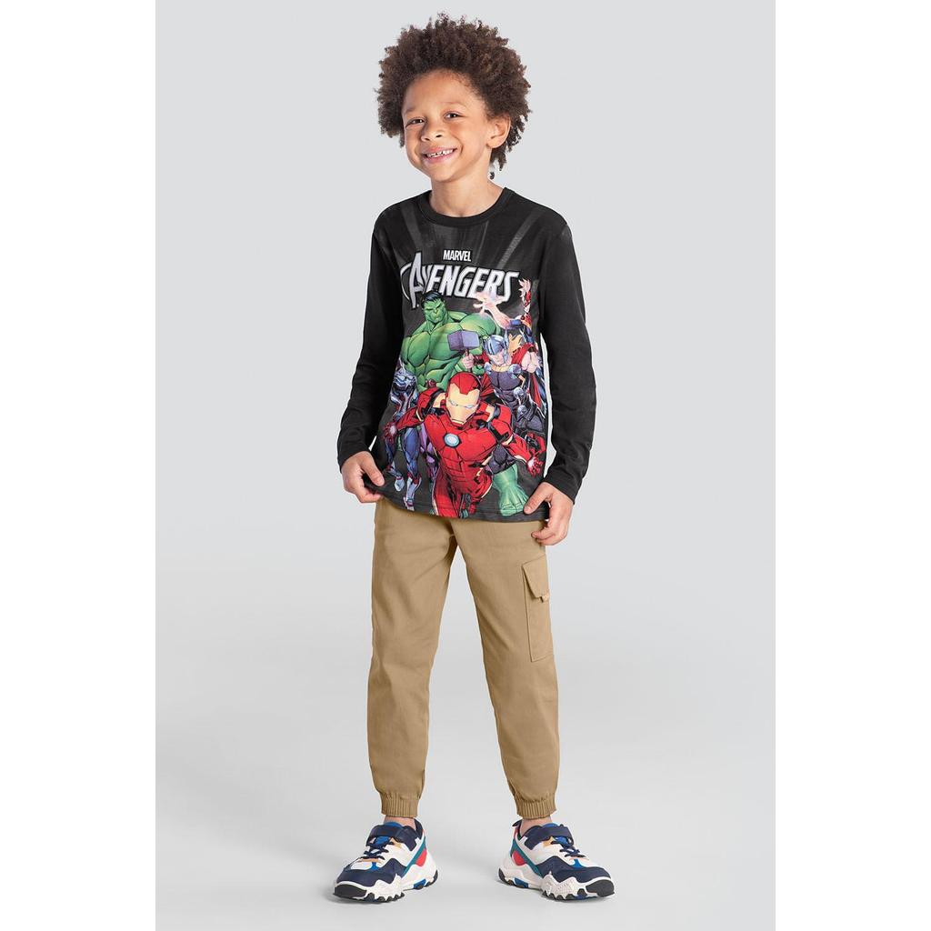 Camiseta infantil menino Os Vingadores Brandili Cinza