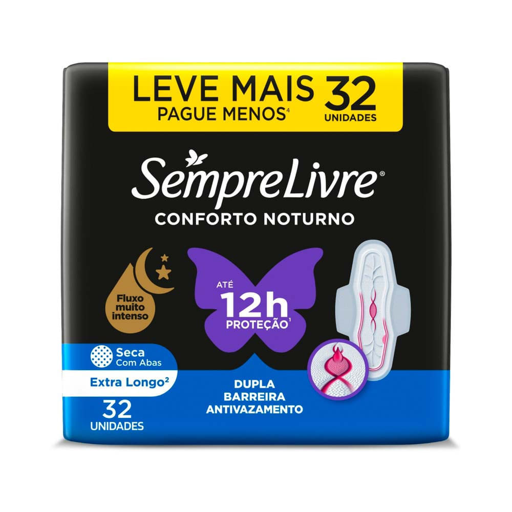 Absorvente Externo Sempre Livre Conforto Noturno Seca 32unidades Leve Mais Por Menos em Oferta na Shopee