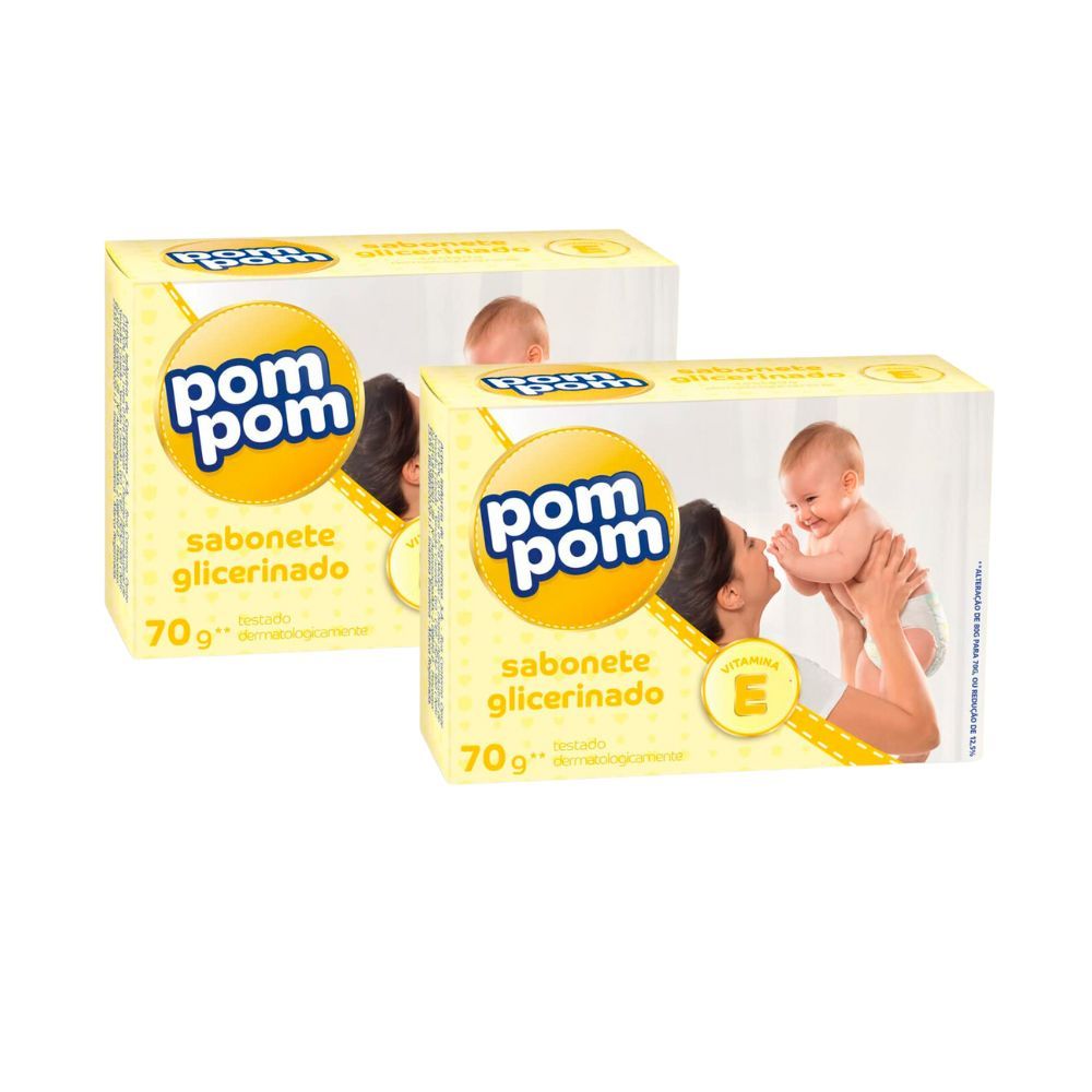 Kit 2 Sabonete em Barra Pom Pom Glicerina 70g em Oferta na Shopee