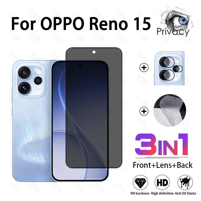 Protetor De Tela Anti-Espionagem De Vidro Temperado 3 Em 1 OPPO Reno 15 Para 14 15F 14F A6t A6x Pro 4G 5G 9D Espião Film