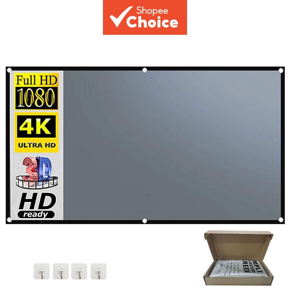  Tela Projetora Portátil Anti-Luz com Borda Preta 4K HD para Cinema em Casa