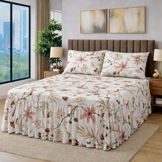 Colcha Lençol Casal Com Babado Percal Toque de Algodão 400 Fios em Oferta na Shopee