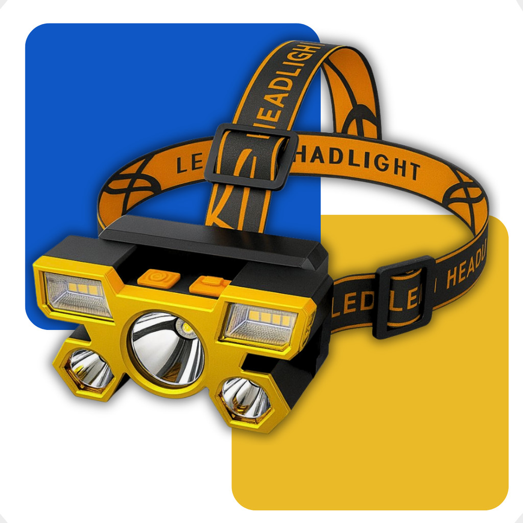 Lanterna de Cabeça 5 Led Luz Forte  À Prova D 'Água USB Recarregável 4 Modos com regulagem de cabeça