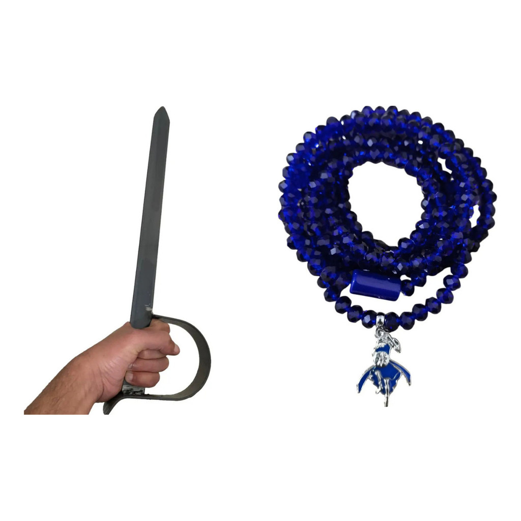 Kit Guia Ogum Cristal 60 Cm + Espada Ogum Ferro Assentamento