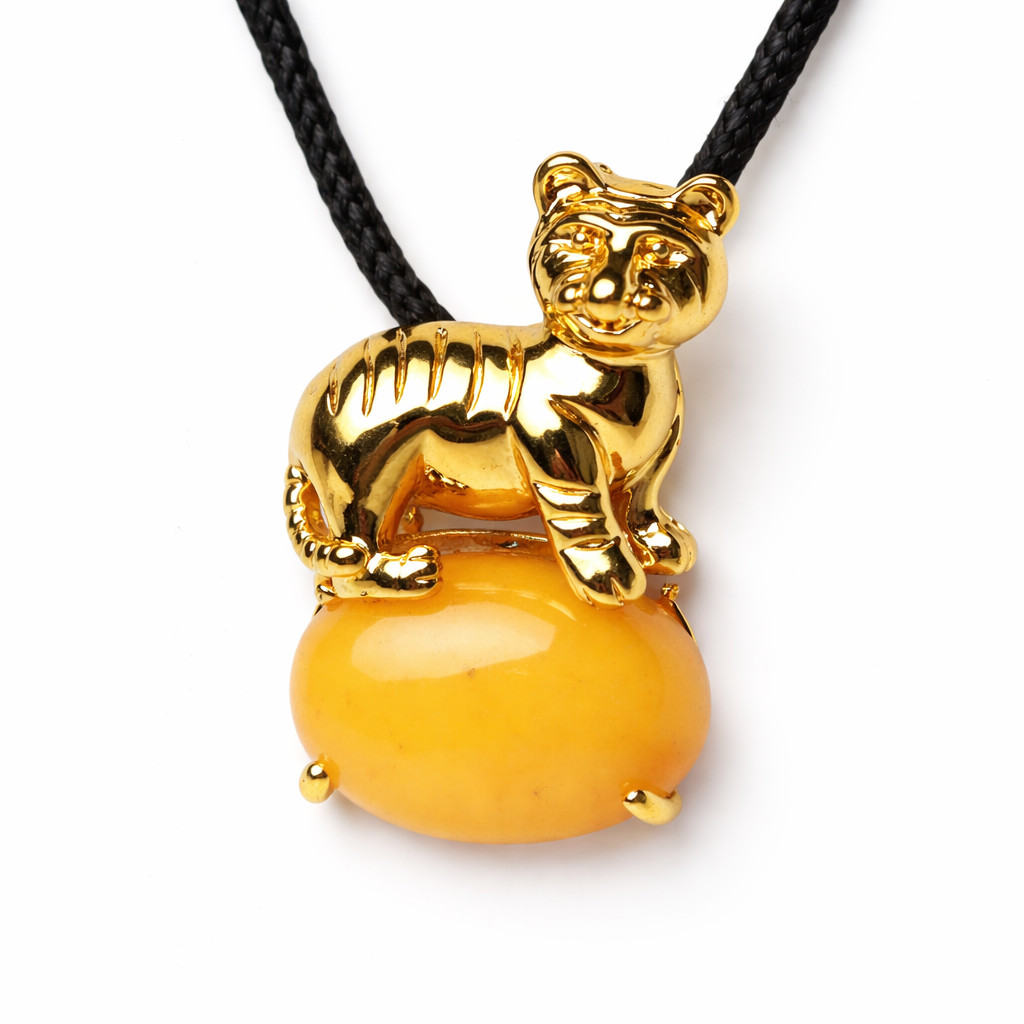 Colar Leoa Cabochao Oval Pedra Agata Amarela Natural Dourado