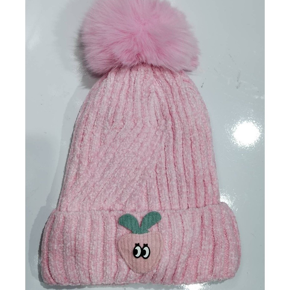 touca chapéu inverno lã menina pompons várias cores