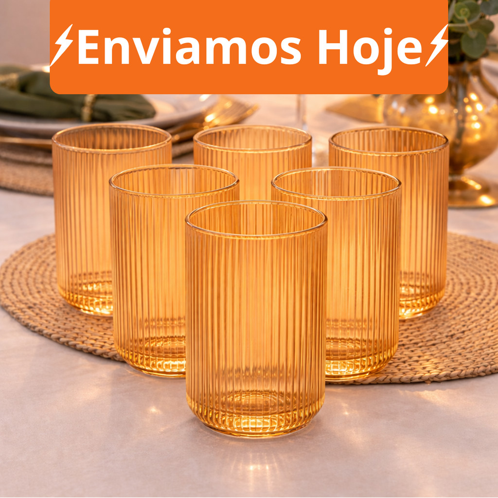 Jogo Copos Canelado e Versalhes Clear Jogo Ambar Transparente Com Ate 12 Peças em Oferta na Shopee