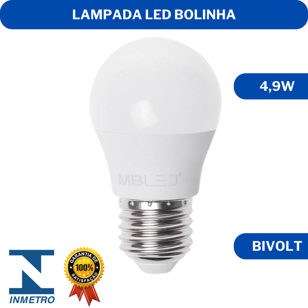Kit 2 Lampada Led Bolinha 4,9w G45 E27 Luz Branca Iluminação Camarim Penteadeira Espelho Bivolt