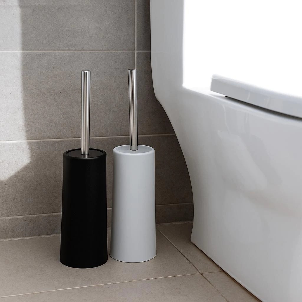 Escova Banheiro Esfregão Bacia Suporte Base Inox Limpeza Vaso Chão Azulejo Remove Sujeira Achadinhos