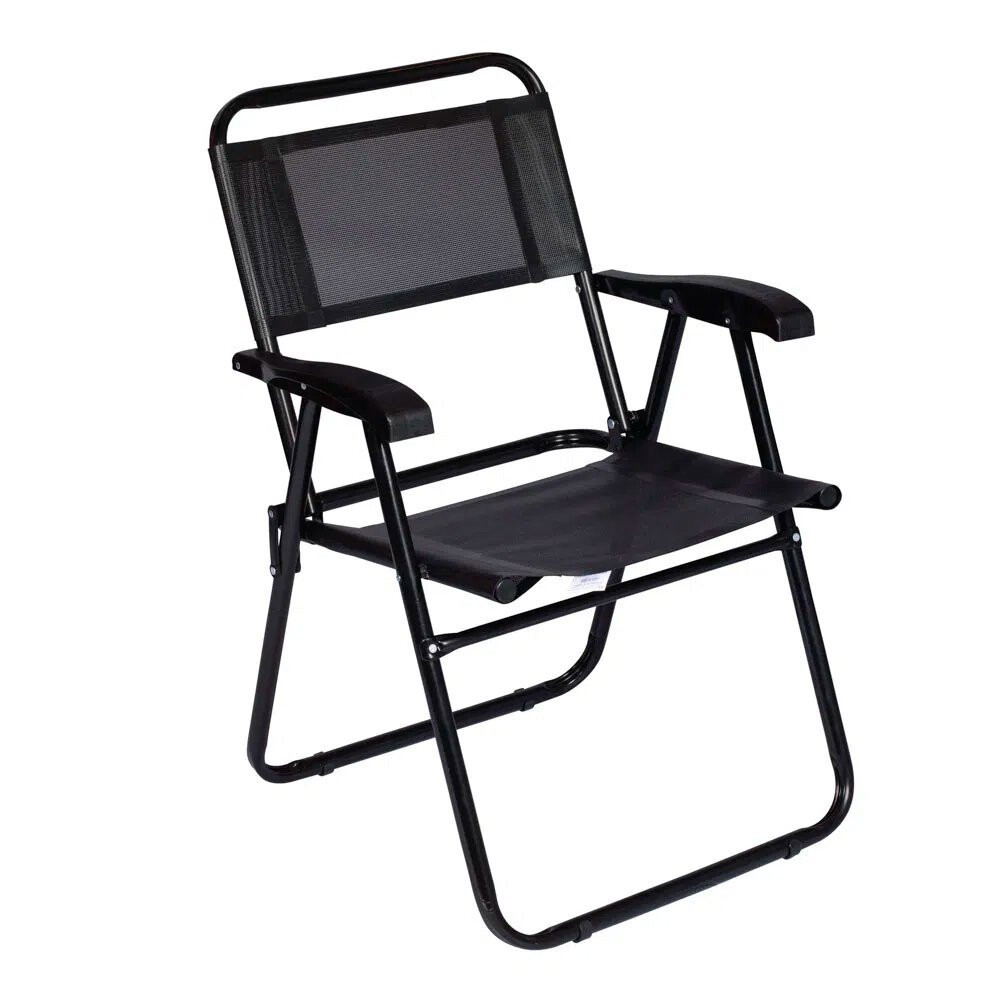 Cadeira de Praia Alta em Aço Carbono Master cor Preto 2048 Revestimento em PVC Mor