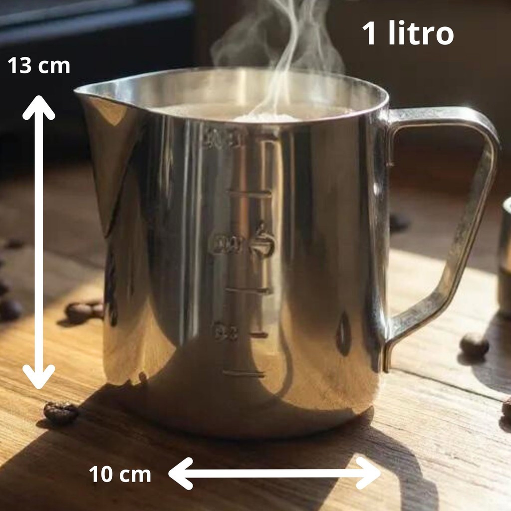 Leiteira Latte Art Aço Jarra Inox 1 litro Café Cafeteria Cremeira Leiteira Para Café Barista
