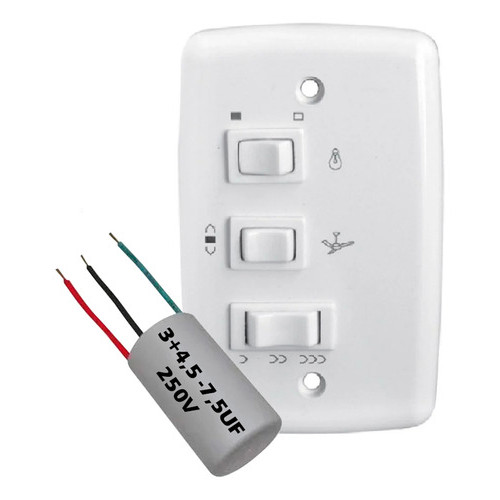Controle para Ventilador 3v 1 Lâmp C/Capacitor 127v Branco