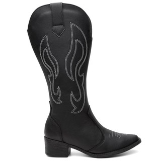 Bota Texana Western Cano Alto Feminina Com Bordado Tendencia Rodeio