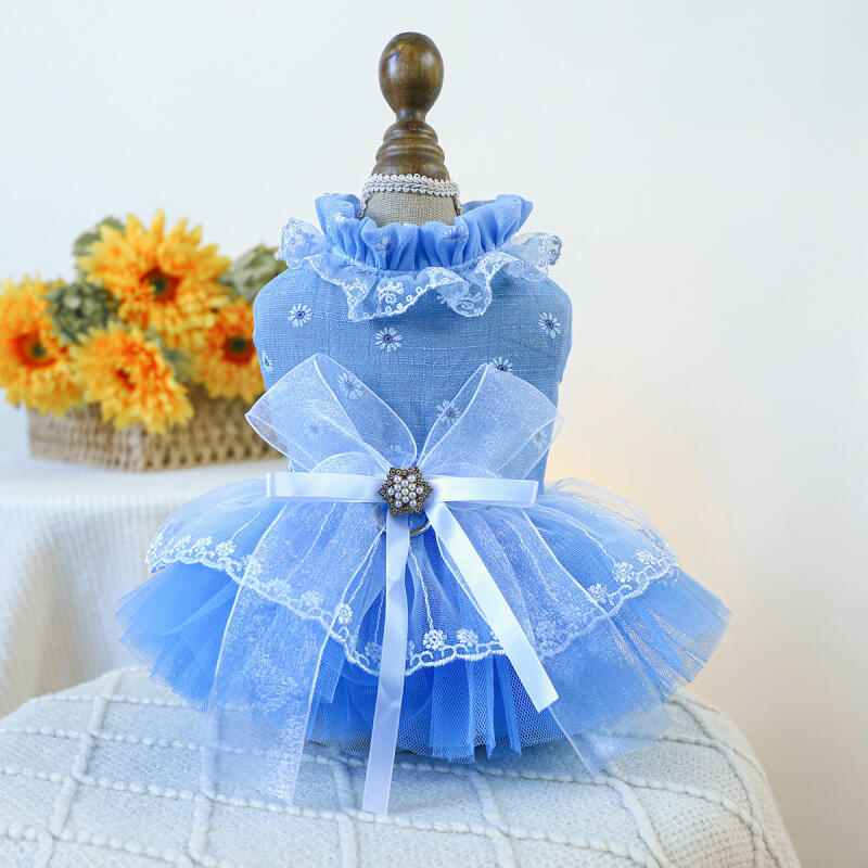 Vestido Portátil para Animais de Estimação com Anel de Tração, Decorado com Laço Encantador, Vestido Confortável de Prin