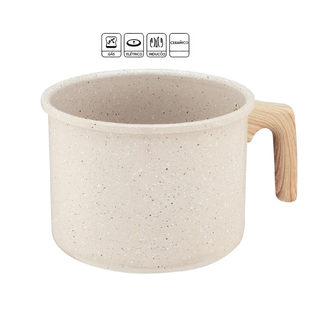 Leiteira Caneca Fervedor Ceramica Inducao Marmore SQ 14CM