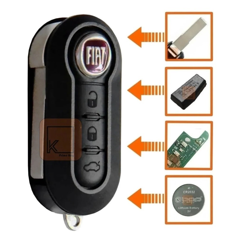 Chave Canivete Fiat Alarme Positron Uno Palio Stilo Strada Chip T19 - 3 Botões