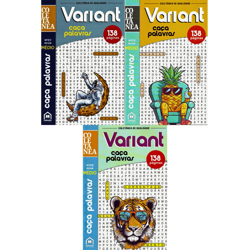 Kit 3 Coletâneas: Variant Caça Palavras Médio