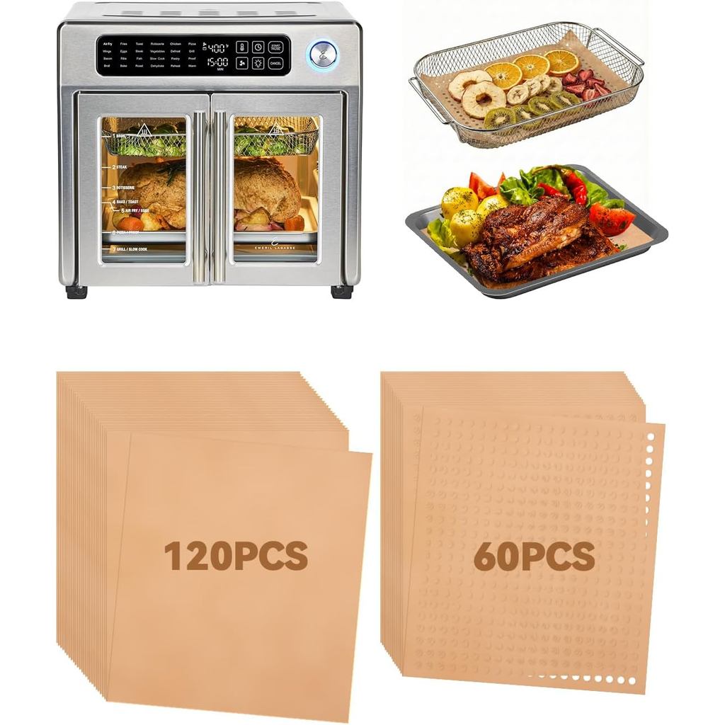 180 unidades de Papel Manteiga para Air Fryer Compatível com o Forno Air Fryer Combinado com Porta Francesa Extra Grande
