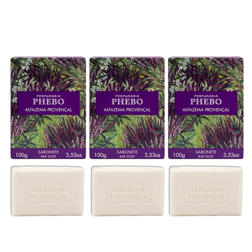 Kit 3 Sabonete Phebo Alfazema Provençal em Barra Cremoso 100g