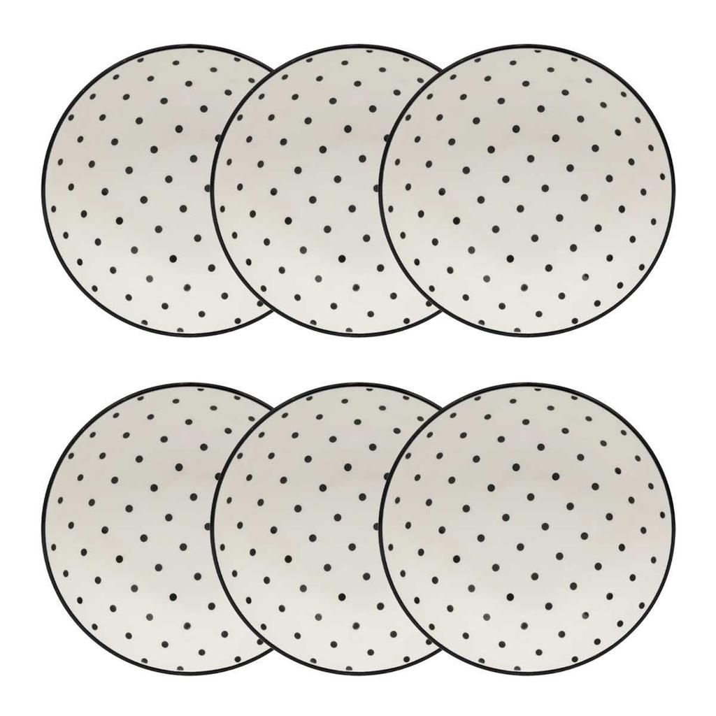 Jogo de 6 Pratos Fundos 20,5 Cm Oxford Unni Stripes And Dots