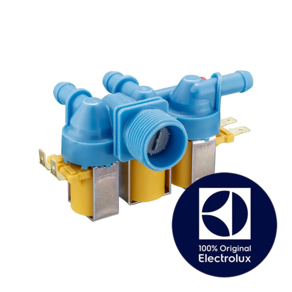 VALVULA DE ENTRADA DE AGUA TRIPLA (127V) MAQUINA DE LAVAR ELECTROLUX ORIGINAL - LBU15 - LUC10