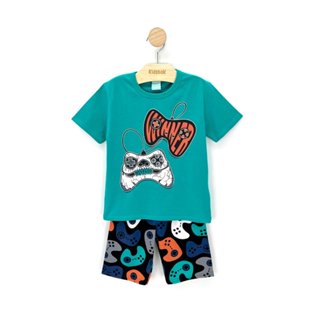 Pijama Menino Camiseta e Bermuda Game Brilha no Escuro - Kyly em Oferta na Shopee