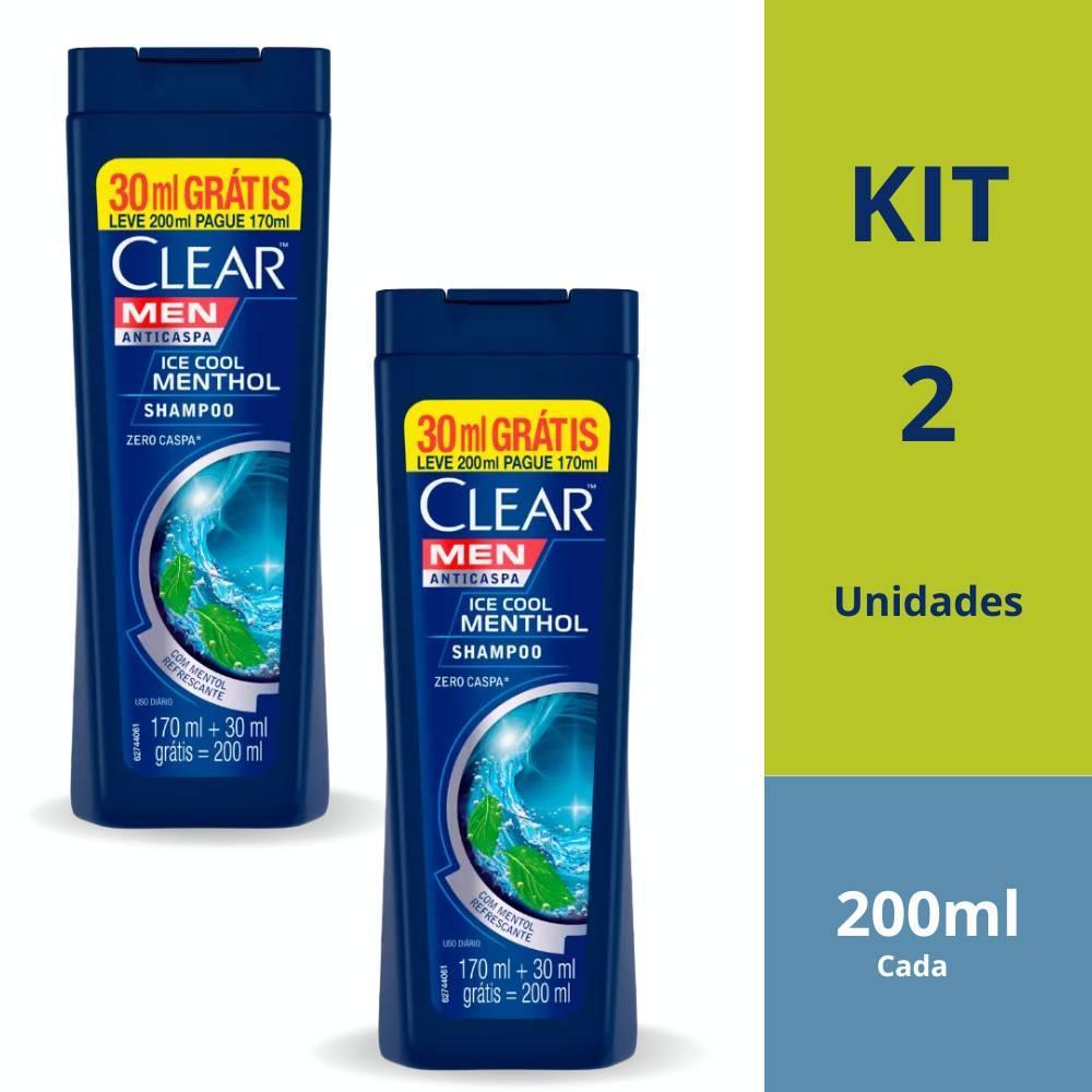 Kit Shampoo Clear Men Ice Cool Menthol Leve 200ml Pague 170ml c/ 2 Unidades em Oferta na Shopee