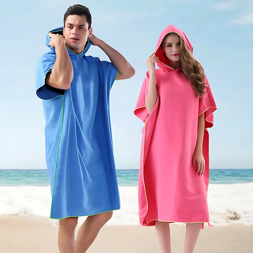 109x88 cm Roupão De Secagem Rápida Adulto Surf Poncho Mudança Toalha Microfibra Wearable Praia Natação Com Capuz Absorve