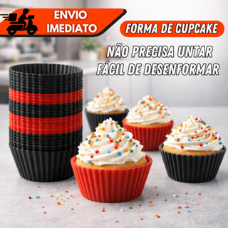 Kit 12/24/36 Unidades Forma de Silicone Antiaderente Cupcake Muffin Mini Bolo em Oferta na Shopee