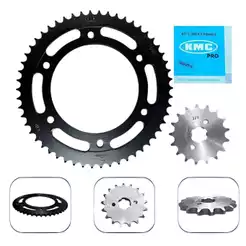 Kit Coroa e Pinhão KMC PRO 54T/17T Para Moto Honda Bros 125 03/05