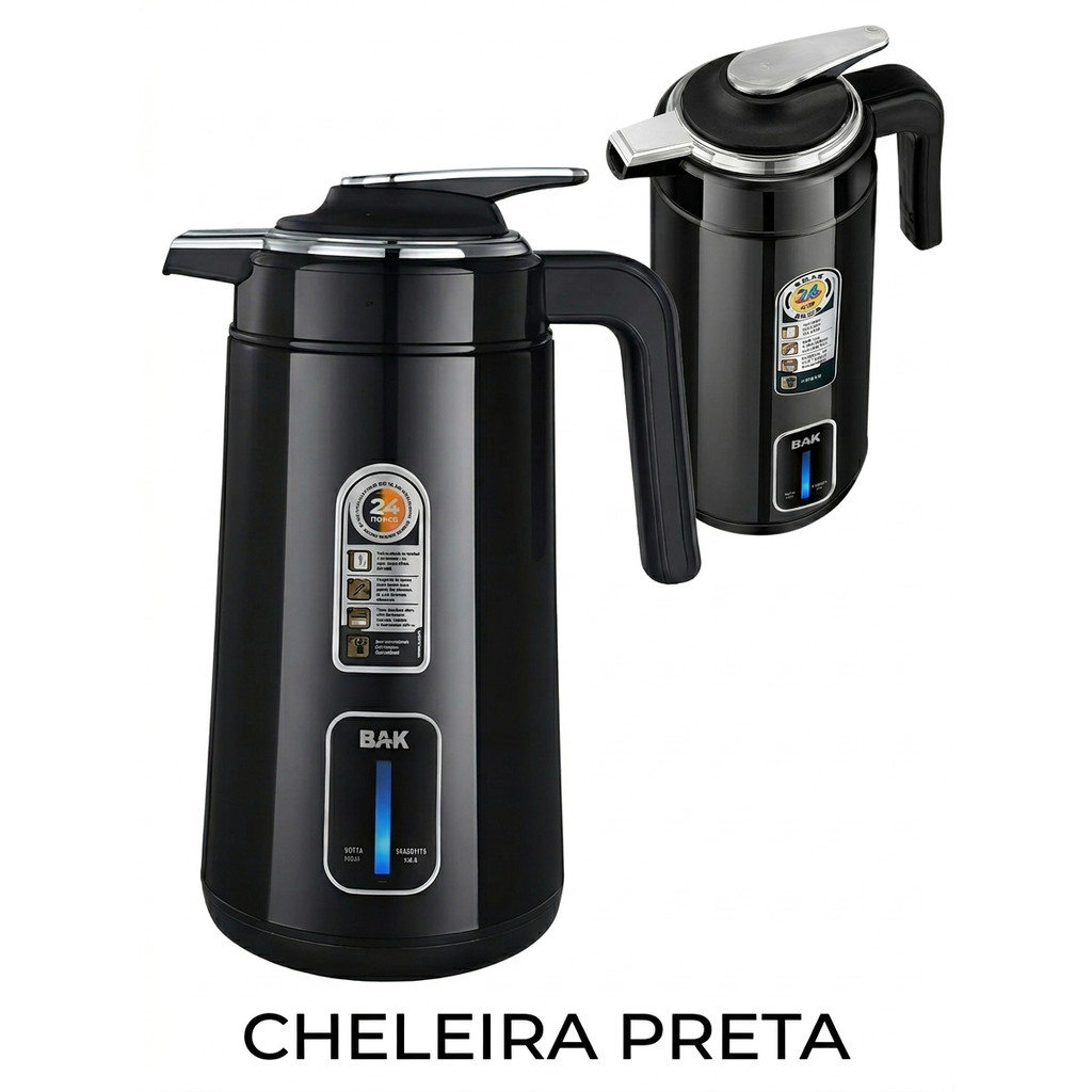 Chaleira Elétrica BAK 1.8 Litros Inox Rápida 1000W Térmica 110V / 220V Profissional