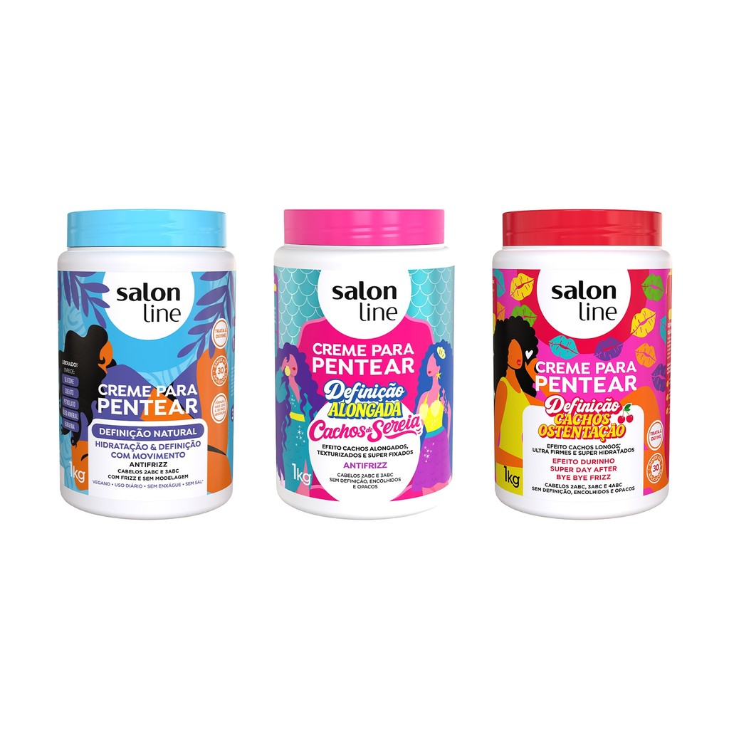 Kit 3 Cremes para Pentear Definição Natural, Cachos de Sereia e Cachos Ostentação em Oferta na Shopee