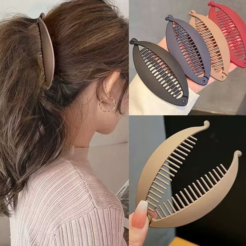 Kit 2 Presilha Cabelo Banana 14cm/Feminino/Clip Rabo de Cavalo/Acessório Meninas/Prendedor de Peixe  - 2