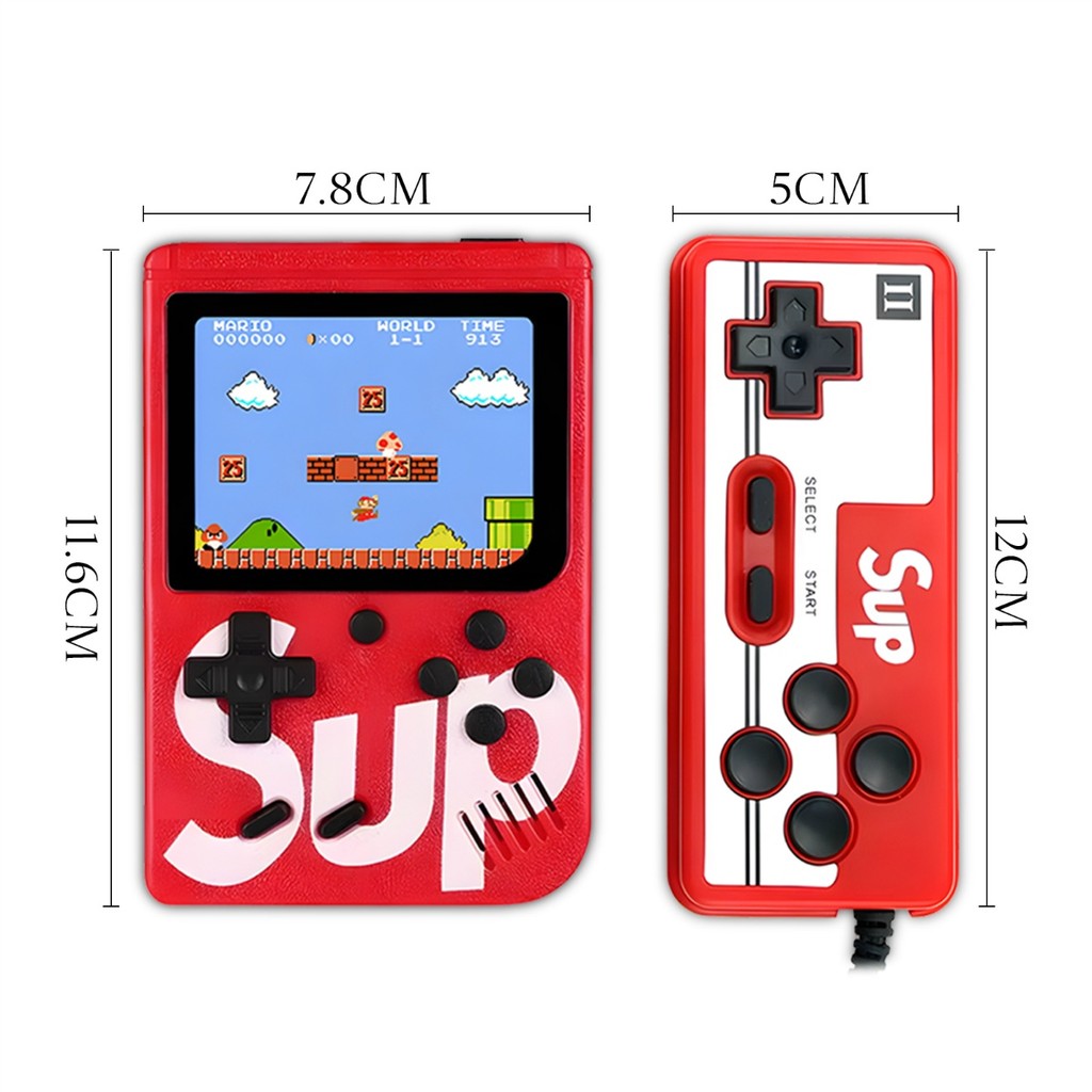 Detalhes do Mini Video Game Portátil Sup C/ 400 jogos + 1 Controle para 2 jogadores Console