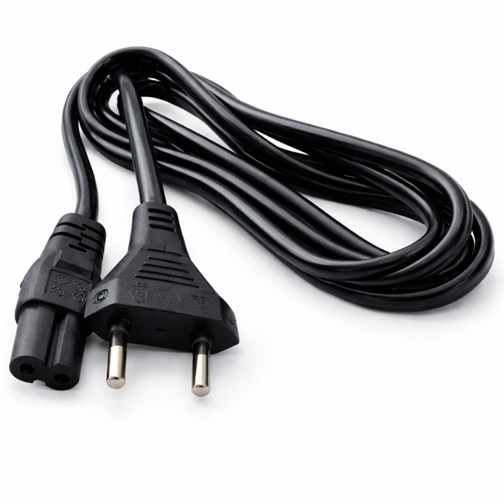 Cabo de Força Bipolar 8 1,5m Cabo Grosso 2 Pinos para PS2 PS3 PS4 TV Rádio Bivolt Alta Qualidade
