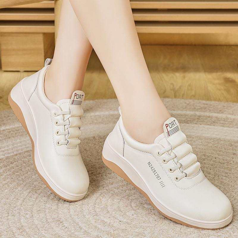 Imagem Sapatos Casuais Femininos com Faixa Elástica, Slip-On, Sola Macia, Brancos, Leves, Antiderrapantes, Sapatos para Mães